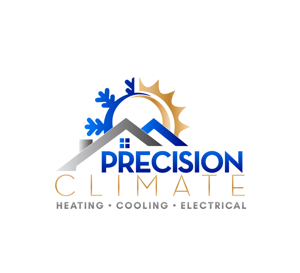 The precision climate logo with the words heating cooling electrical underneath. Precision Climate provides HVAC services in gastonia, NC